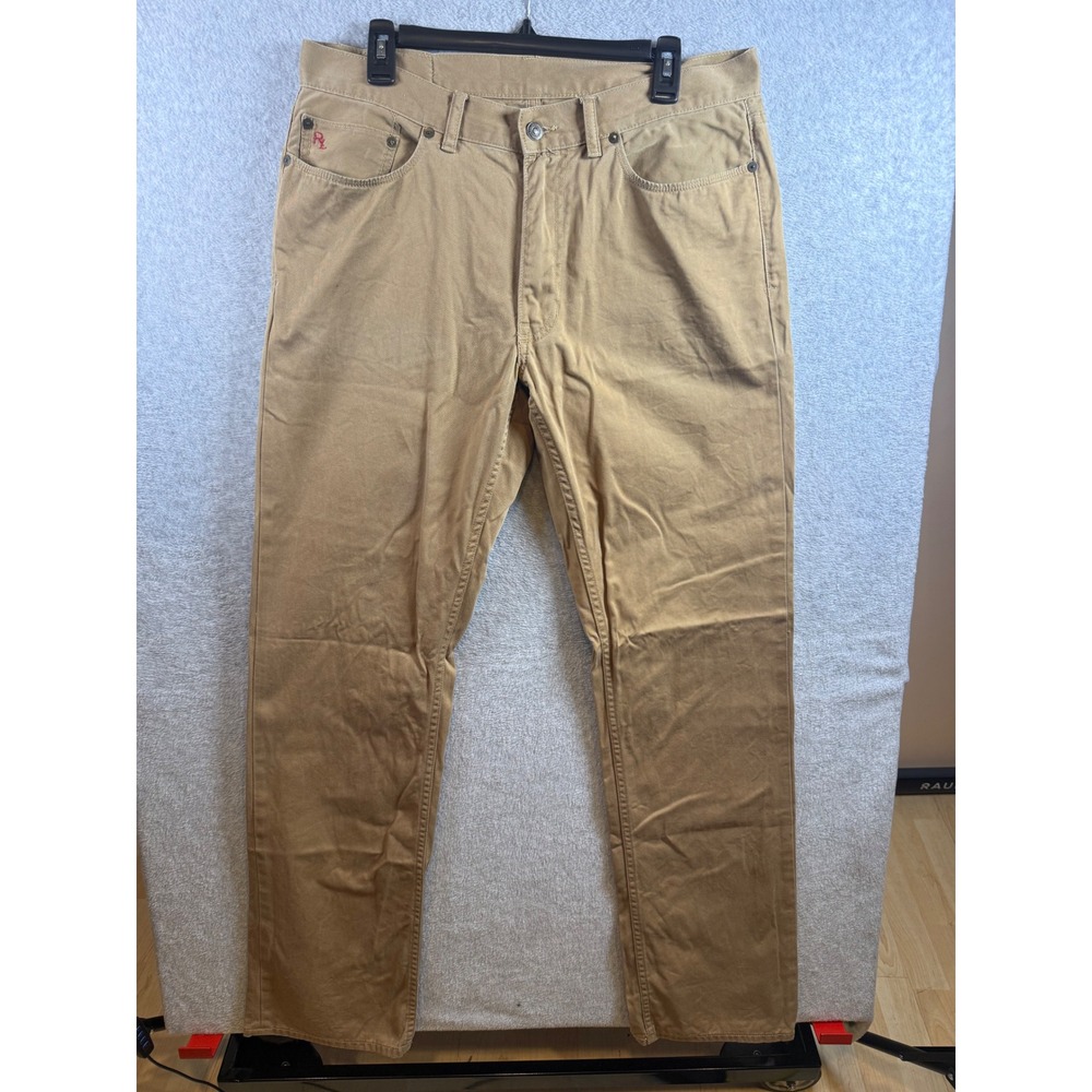 Polo Ralph Lauren 650 Straight Leg Pants Mens 34x34 Tan Khaki Dungarees Cotton